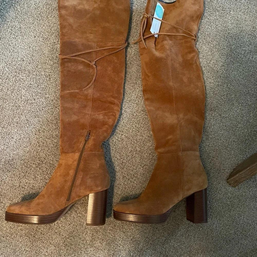 Free People Tan Suede Over the Knee Boots - Picture 2 of 3